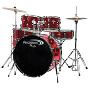 Percussion Plus 5-Piece Drum Set: Brushed Red